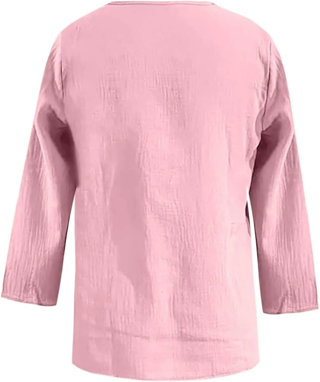 Boho Tops for Women Retro Embroidered 3/4 Sleeve Boho Tops Cotton Linen Hawaiian Shirts Resort Wear Beach Clothes
