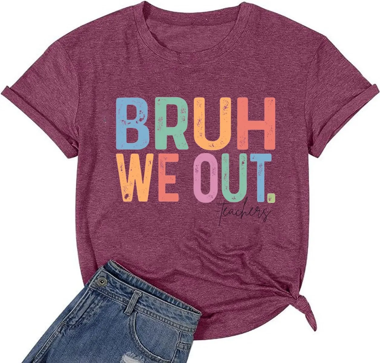 Bruh We Out Teachers Shirts Last Day of School Shirt for Teacher Teacher Appreciation Funny Tops.