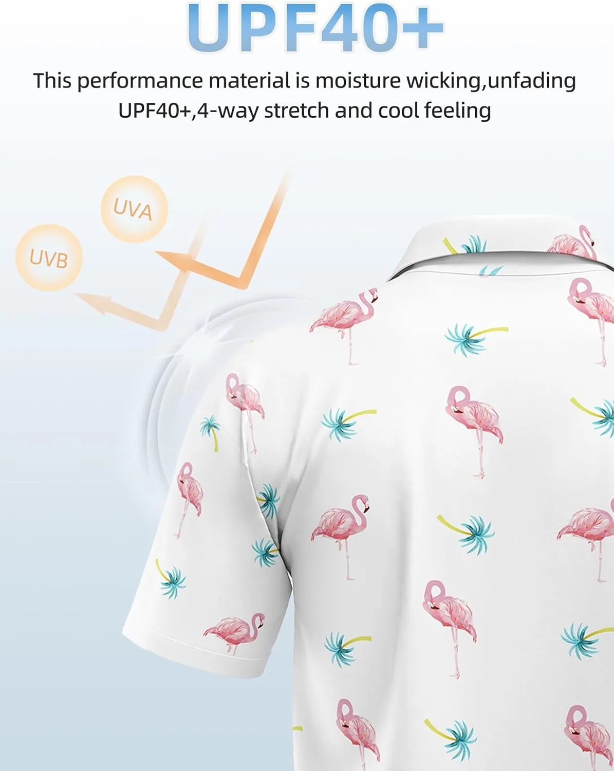 Golf Shirts for Men Printed Performance Moisture Wicking Short Sleeve Dry Fit Polo Shirts