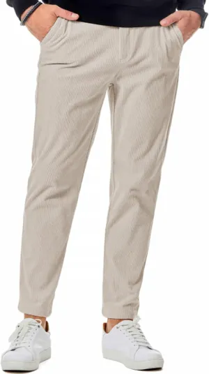 JMIERR Mens Casual Corduroy Pants Flat Front Elastic Waistband Stretch Straight Leg Slim Fit Dress Pant with Pockets