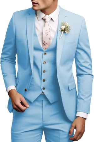 Men's Casual Suit 3 Pieces Slim Fit Wedding Tuxedo Suit Notch Lapel Blazer Vest Pants Formal Business Suits for Men