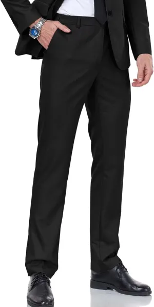 Men's Dress Pants Classic Flat Front Suit Pants Slim Fit Formal Trousers for Mens Casual
