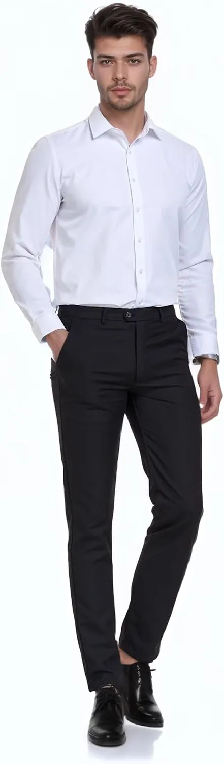 Men's Dress Pants Classic Flat Front Suit Pants Slim Fit Formal Trousers for Mens Casual