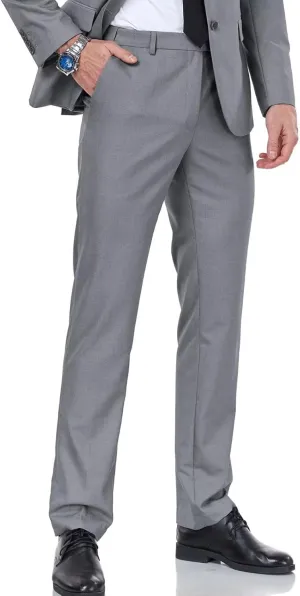 Men's Dress Pants Classic Flat Front Suit Pants Slim Fit Formal Trousers for Mens Casual