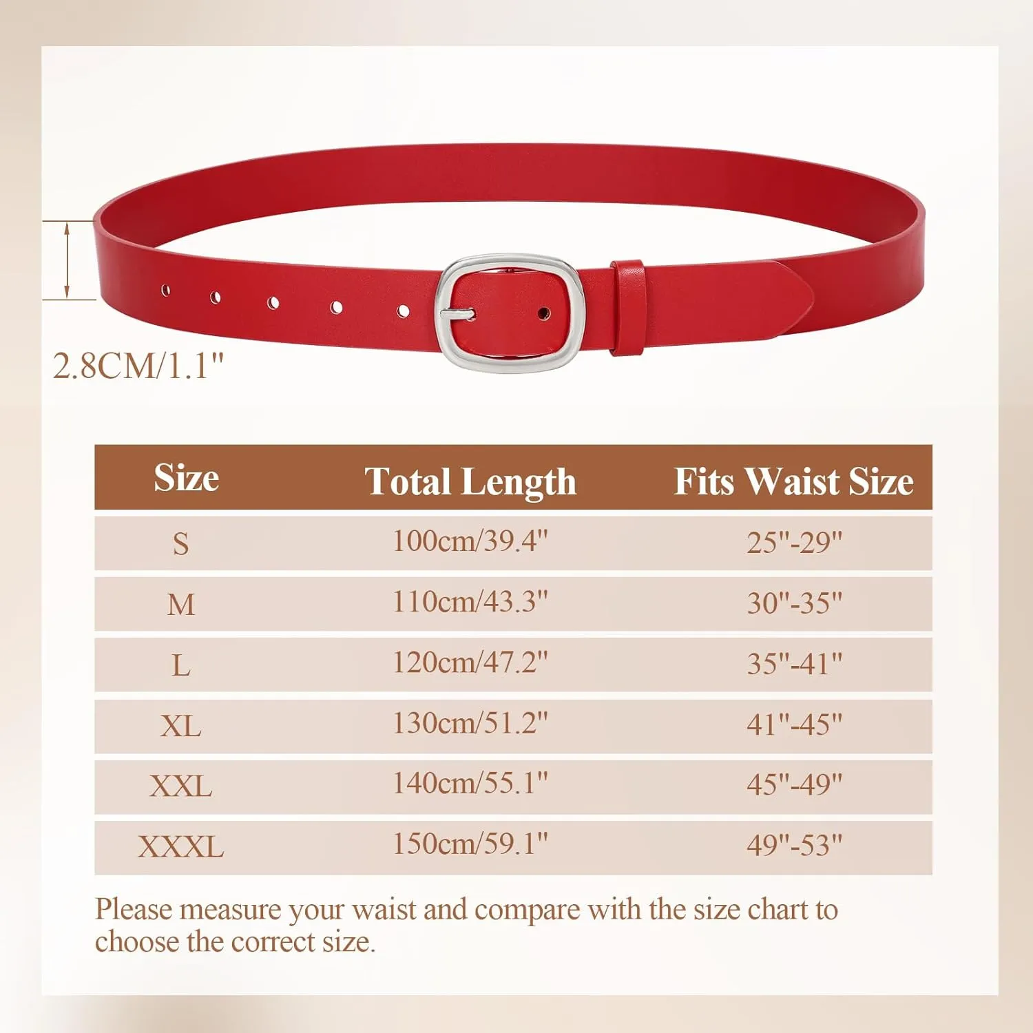WHIPPY Women Leather Belt Casual Fashion Gold Buckle Leather Waist Belt for Jeans Pants Dresses Chic Ladies Belt