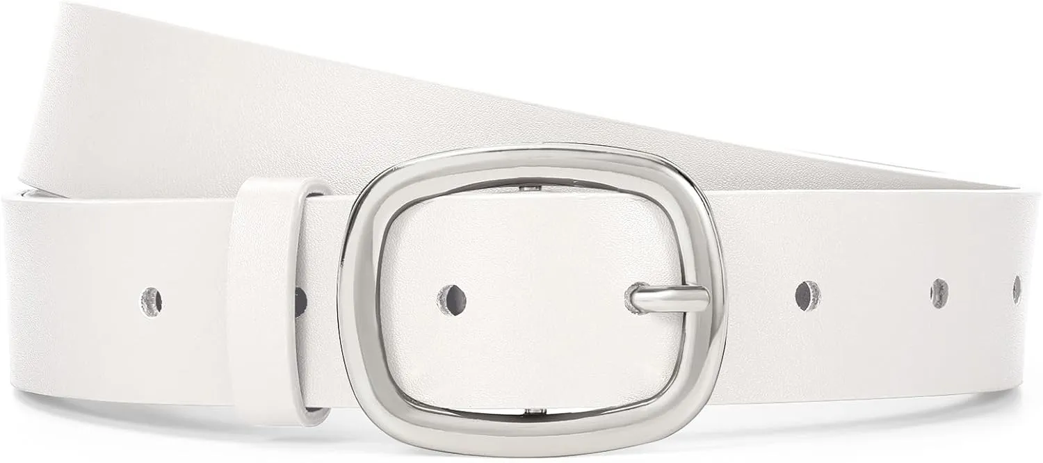 WHIPPY Women Leather Belt Casual Fashion Gold Buckle Leather Waist Belt for Jeans Pants Dresses Chic Ladies Belt