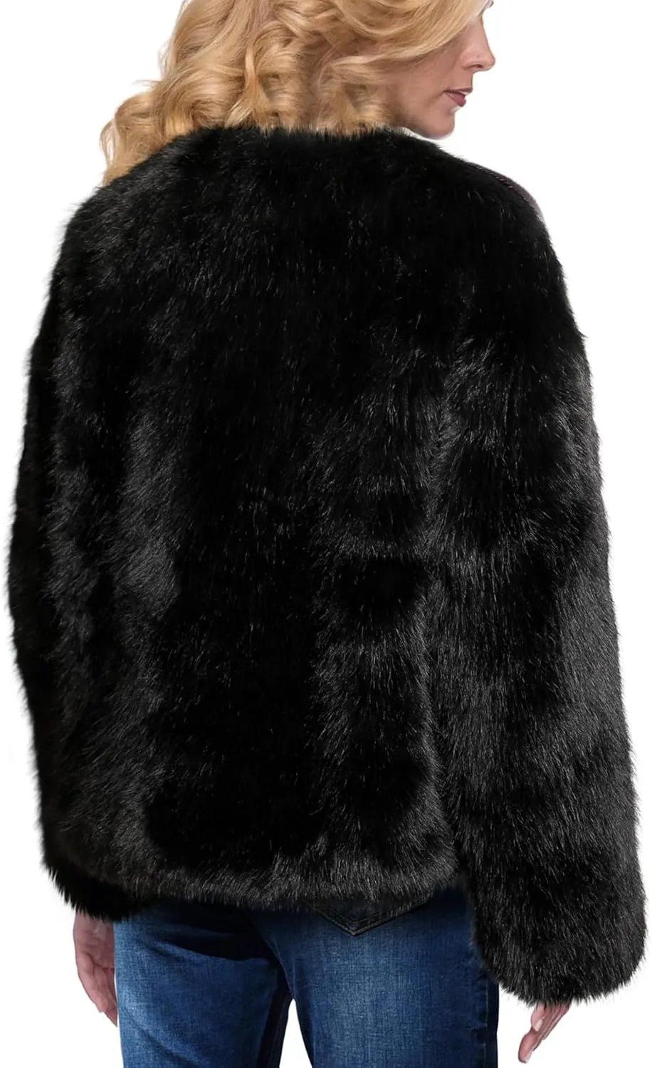 Winter Fluffy Faux Fur Jacket With Inner Lining Long Sleeve Open Front Cropped Cardigan Casual Fluffy Short Coat for Women