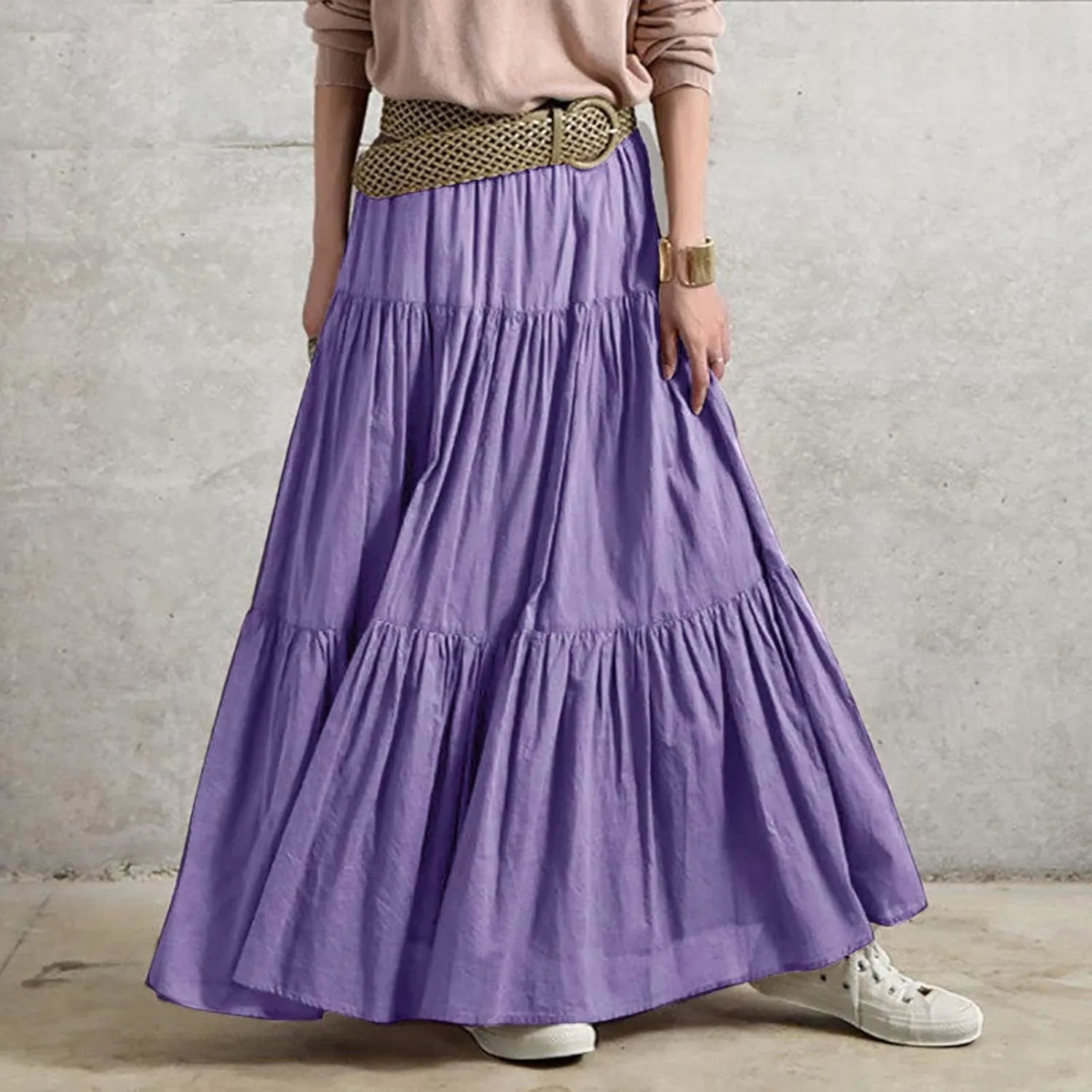 Women Long Lightweight Layered Skirt Party Night High Waist Pleated A Line Swing Skirt Maternity Pencil Skirt