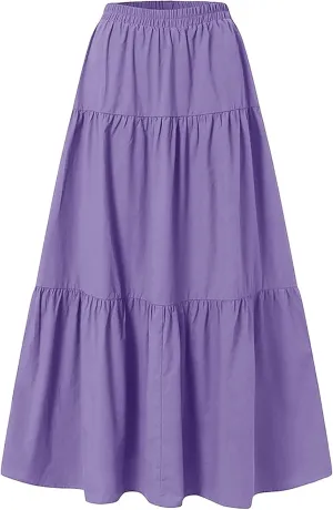 Women Long Lightweight Layered Skirt Party Night High Waist Pleated A Line Swing Skirt Maternity Pencil Skirt