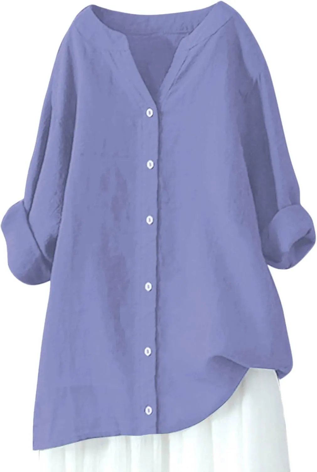 Womens Tops 2025 Long Sleeve Oversized Button Down Blouse Tops Cotton Linen Tunic Tees Airplane Travel Outfits